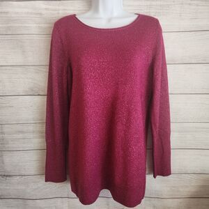Apt 9 Medium Magenta Shimmer Knit Sweater Tunic Soft Glam NWT Holiday Elegance